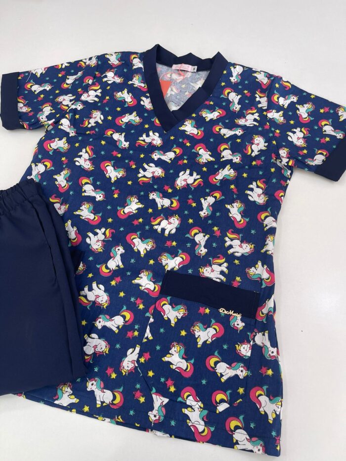 Pijama Modelo 02 Unicórnio Azul Marinho